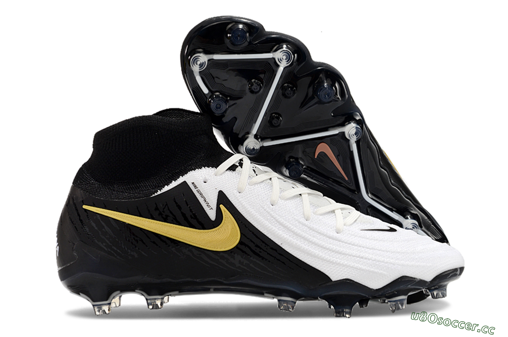 Men's Nike Phantom Luna Elite AG Artificial Grass High-Tops Football Boots - White/Black/Gold 2