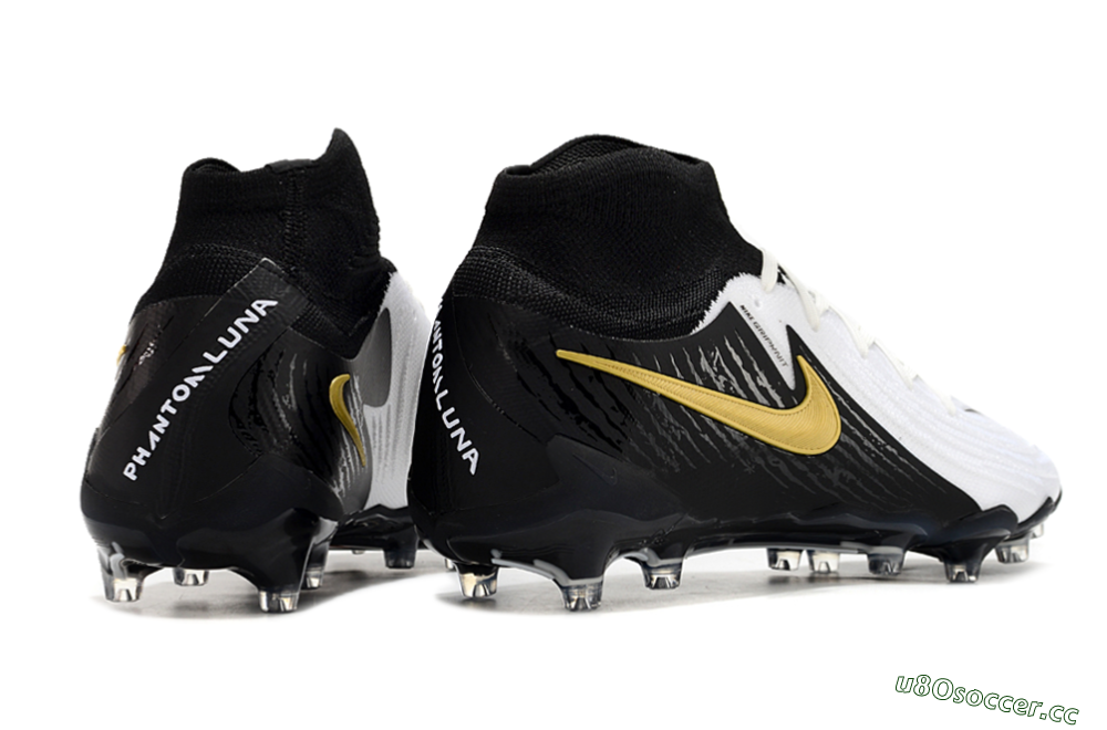 Men's Nike Phantom Luna Elite AG Artificial Grass High-Tops Football Boots - White/Black/Gold 6