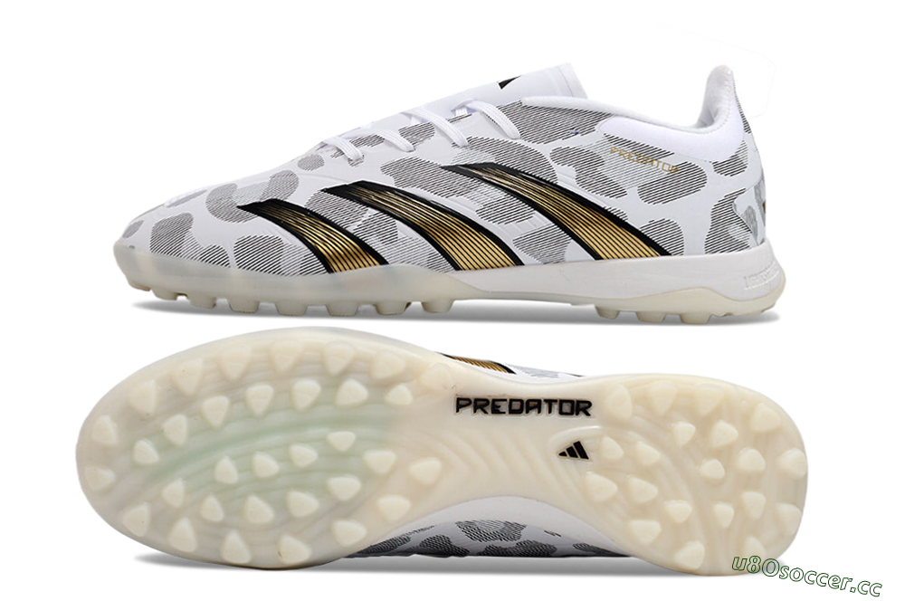 Unisex Adidas Predator 24 Elite TF Artificial Turf Low-Tops Football Shoes - White/Black/Gold 1