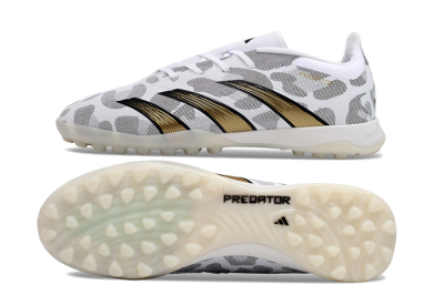 Unisex Adidas Predator 24 Elite TF Artificial Turf Low-Tops Football Shoes - White/Black/Gold
