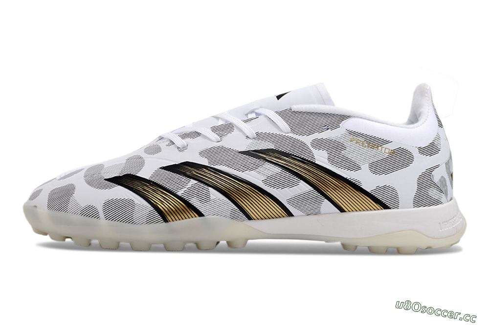 Unisex Adidas Predator 24 Elite TF Artificial Turf Low-Tops Football Shoes - White/Black/Gold 0