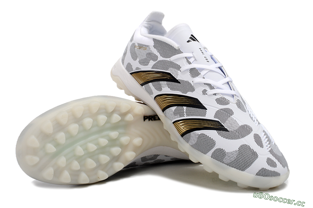 Unisex Adidas Predator 24 Elite TF Artificial Turf Low-Tops Football Shoes - White/Black/Gold 3