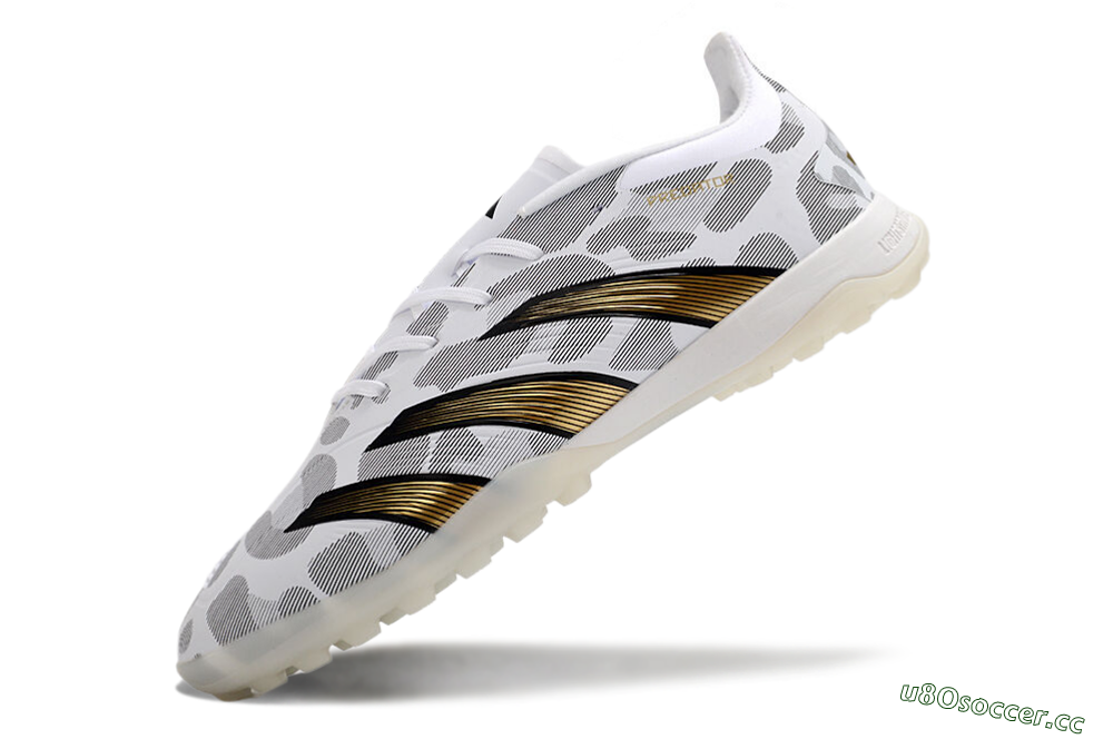 Unisex Adidas Predator 24 Elite TF Artificial Turf Low-Tops Football Shoes - White/Black/Gold 5