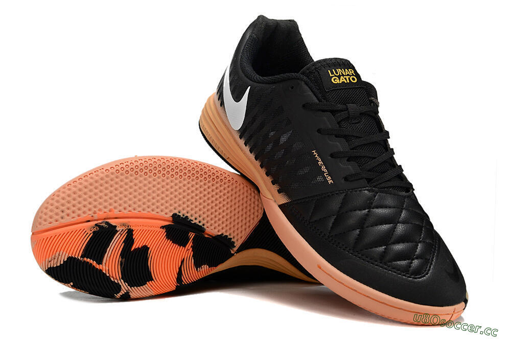 Unisex Nike Lunar Gato 2 IC Indoor & Futsal Low-Tops Football Shoes - Black/White/Yellow 3