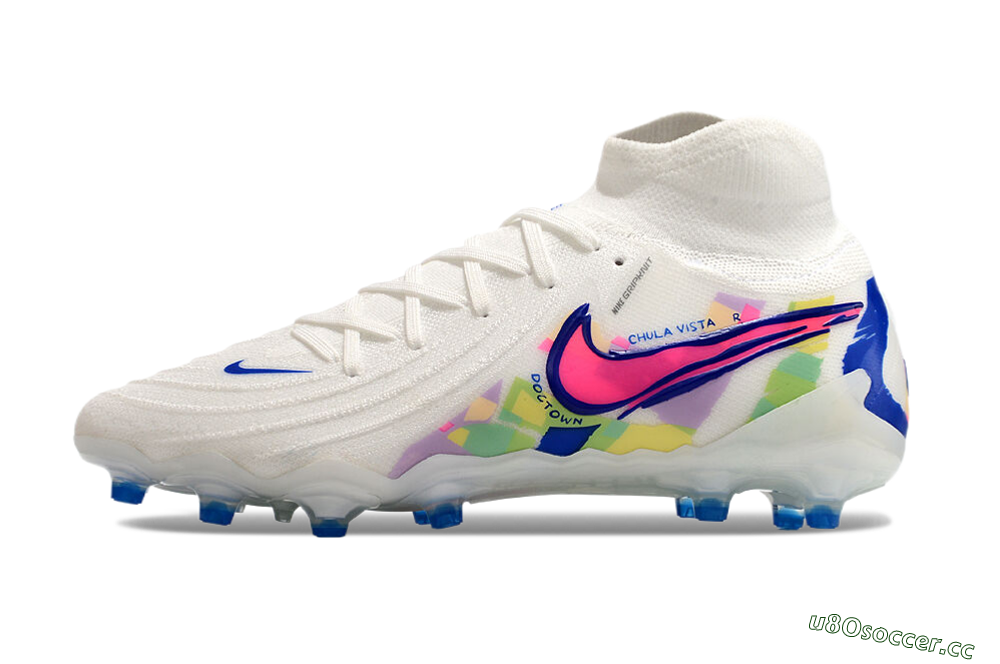 Men's Nike Phantom Luna Elite AG Artificial Grass High-Tops Football Boots - White/Blue/Pink/Yellow 0