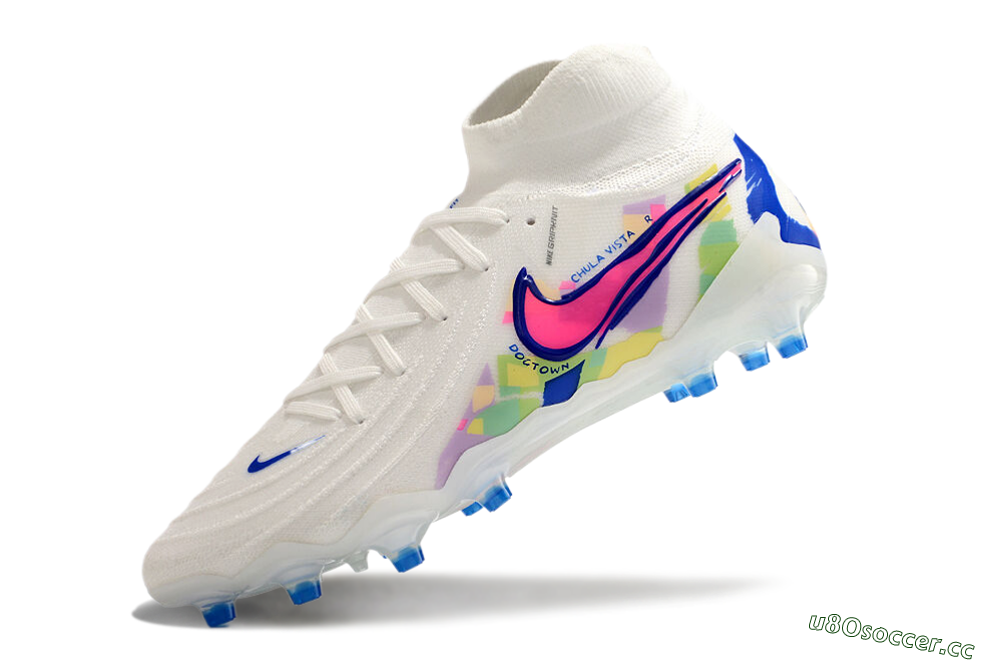 Men's Nike Phantom Luna Elite AG Artificial Grass High-Tops Football Boots - White/Blue/Pink/Yellow 5