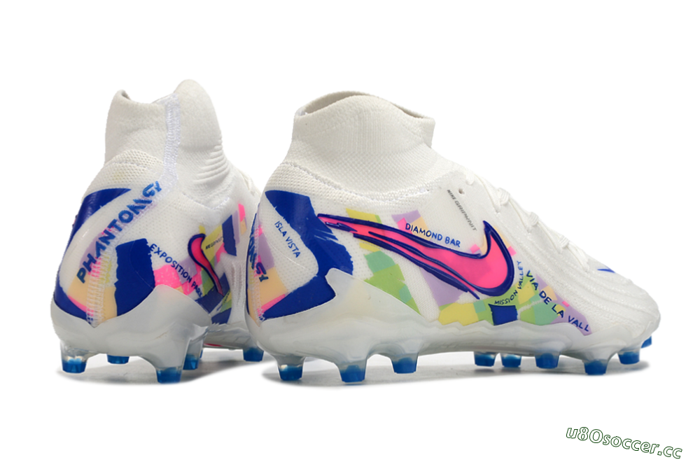 Men's Nike Phantom Luna Elite AG Artificial Grass High-Tops Football Boots - White/Blue/Pink/Yellow 6