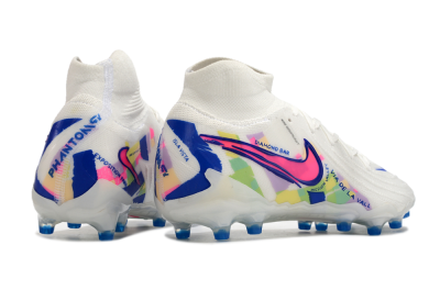 Men's Nike Phantom Luna Elite AG Artificial Grass High-Tops Football Boots - White/Blue/Pink/Yellow