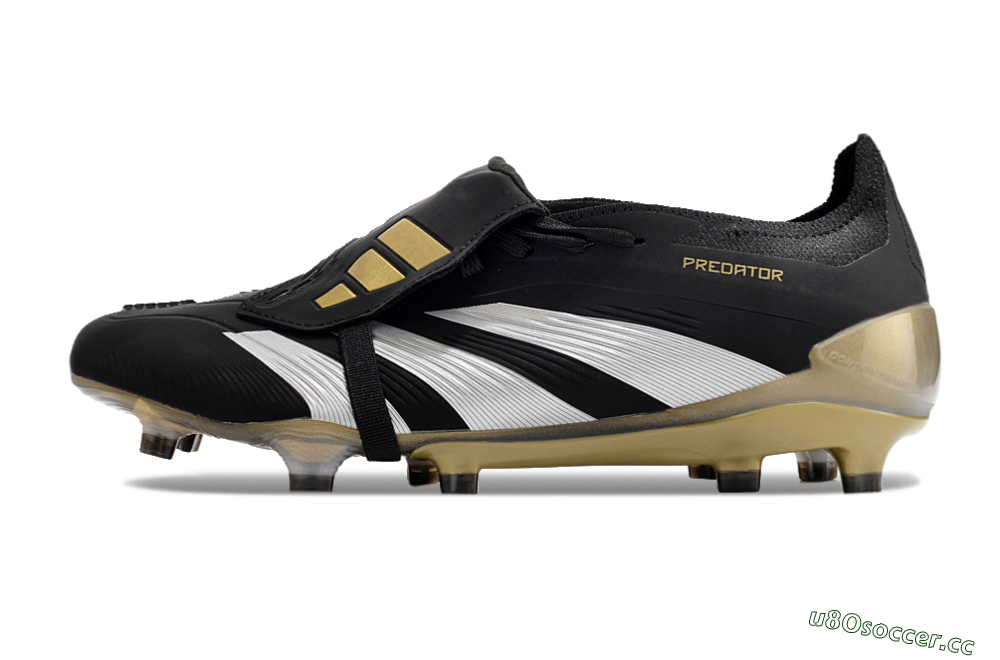 Men's Adidas Predator Elite Foldover Tongue FG Firm Ground Low-Tops Football Boots - Black/White/Gold 0
