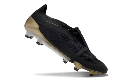 Men's Adidas Predator Elite Foldover Tongue FG Firm Ground Low-Tops Football Boots - Black/White/Gold