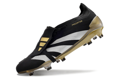 Men's Adidas Predator Elite Foldover Tongue FG Firm Ground Low-Tops Football Boots - Black/White/Gold