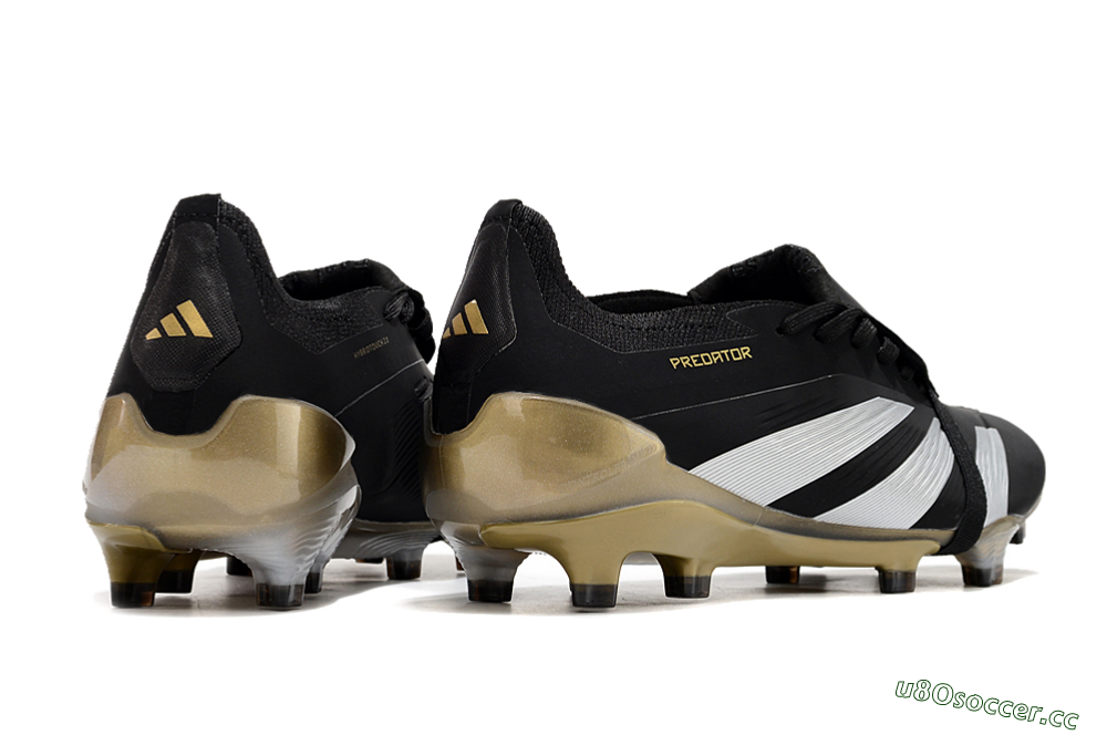 Men's Adidas Predator Elite Foldover Tongue FG Firm Ground Low-Tops Football Boots - Black/White/Gold 6