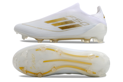 Men's Adidas F50+ Adizero FG Firm Ground Low-Tops Football Boots - White/Gold
