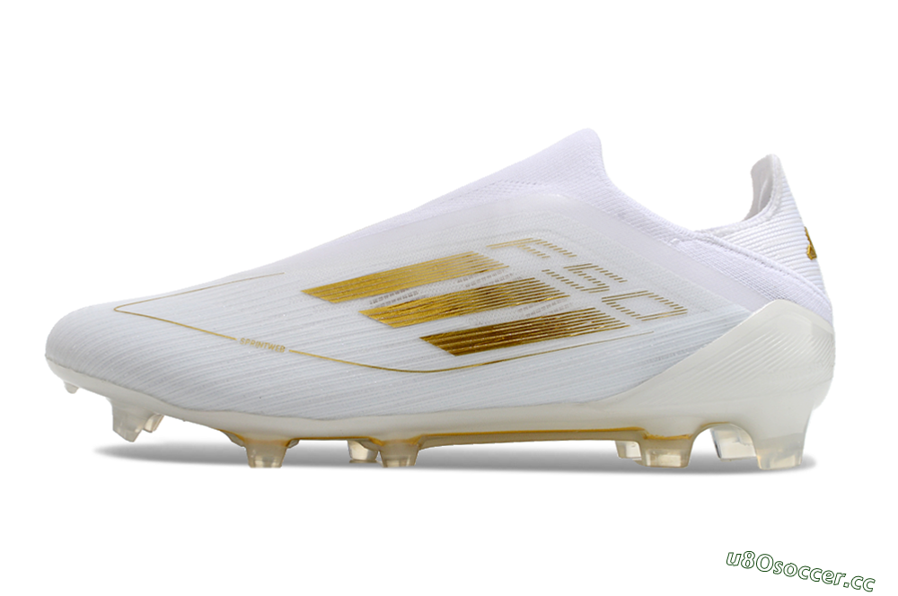 Men's Adidas F50+ Adizero FG Firm Ground Low-Tops Football Boots - White/Gold 0