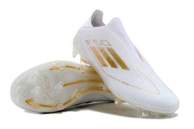 Men's Adidas F50+ Adizero FG Firm Ground Low-Tops Football Boots - White/Gold