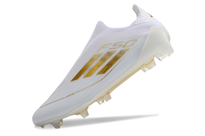 Men's Adidas F50+ Adizero FG Firm Ground Low-Tops Football Boots - White/Gold