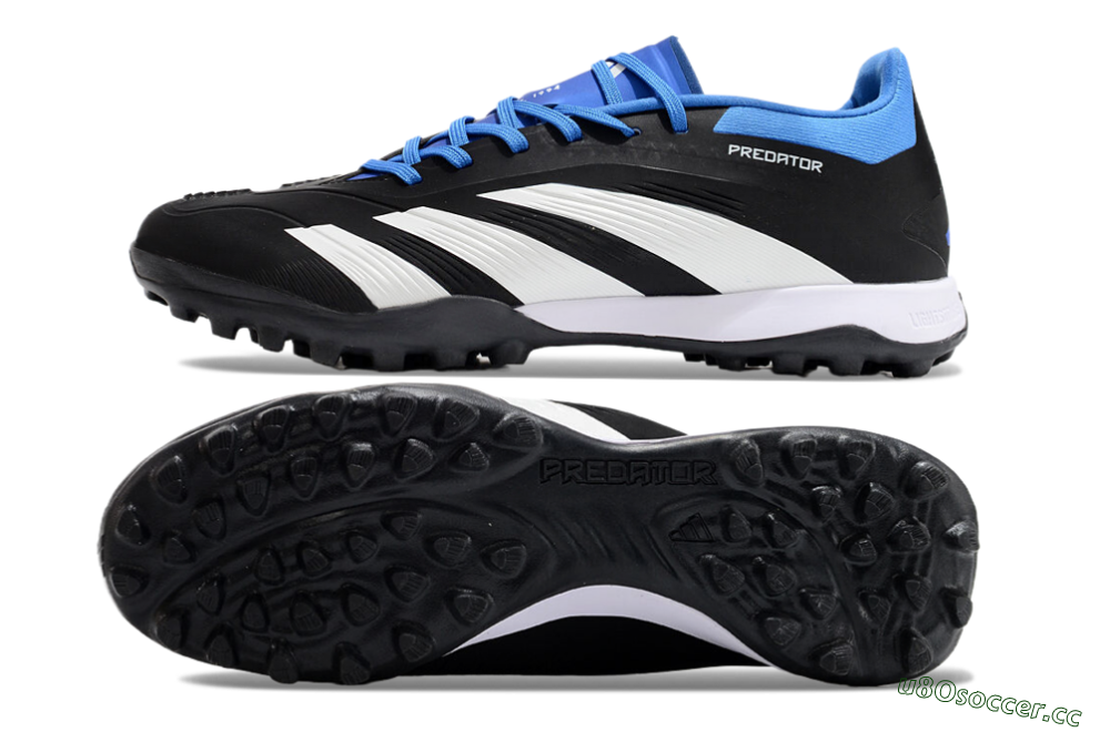 Men's Adidas Predator 24 Elite TF Artificial Turf Low-Tops Football Shoes - Black/White/Blue 1
