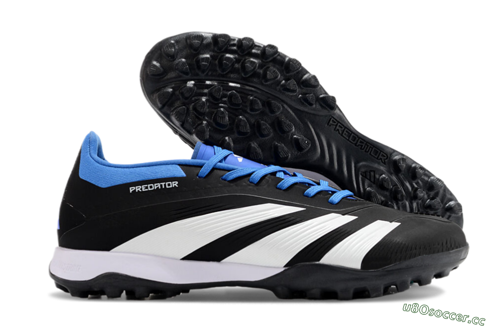 Men's Adidas Predator 24 Elite TF Artificial Turf Low-Tops Football Shoes - Black/White/Blue 2
