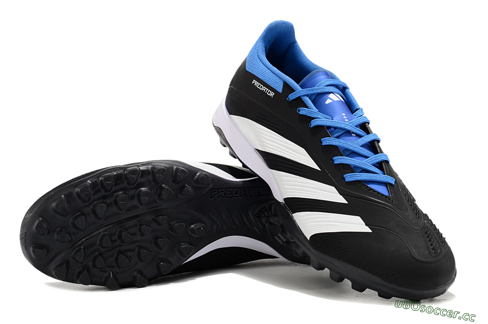 Men's Adidas Predator 24 Elite TF Artificial Turf Low-Tops Football Shoes - Black/White/Blue 3