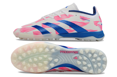 Unisex Adidas Predator 24 Elite TF Artificial Turf Low-Tops Football Shoes - White/Pink/Blue