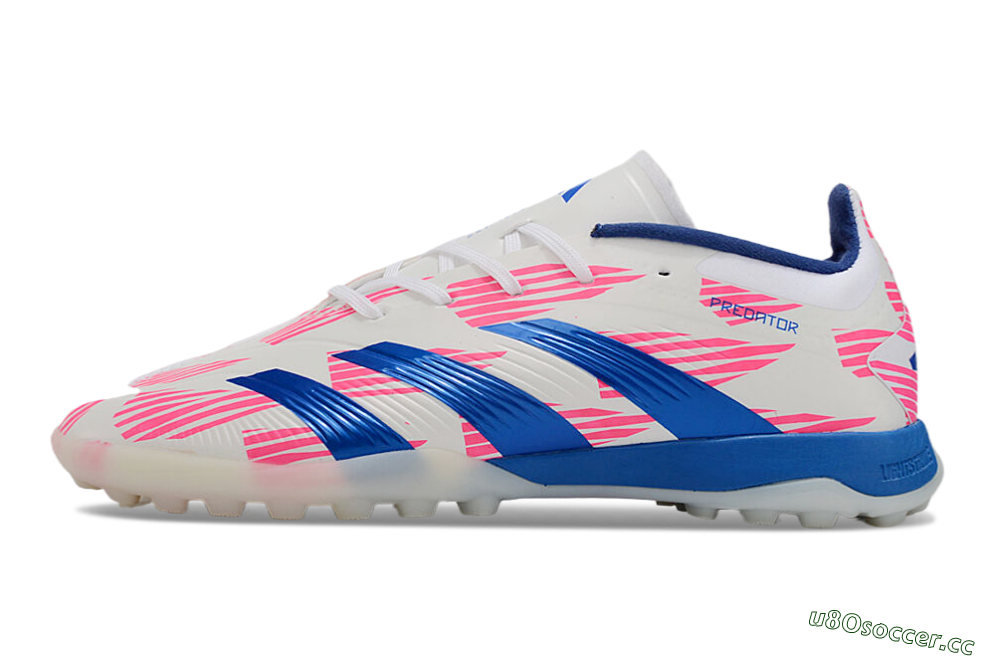 Unisex Adidas Predator 24 Elite TF Artificial Turf Low-Tops Football Shoes - White/Pink/Blue 0