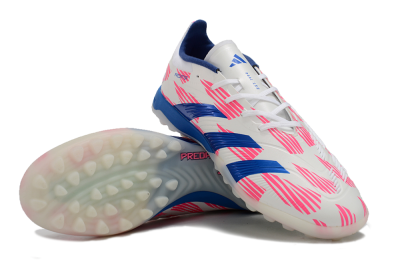 Unisex Adidas Predator 24 Elite TF Artificial Turf Low-Tops Football Shoes - White/Pink/Blue