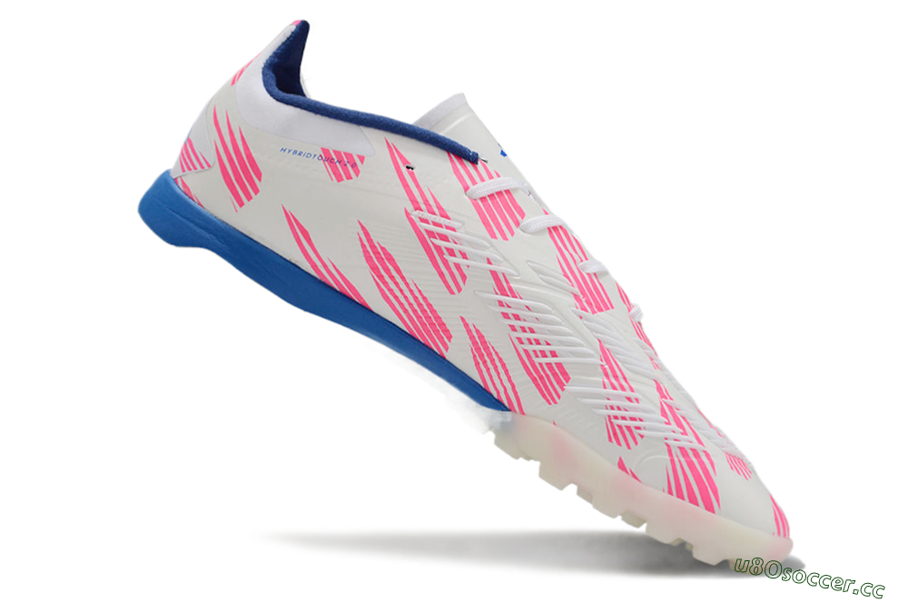 Unisex Adidas Predator 24 Elite TF Artificial Turf Low-Tops Football Shoes - White/Pink/Blue 4