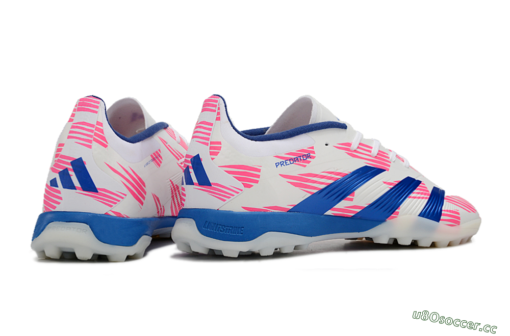 Unisex Adidas Predator 24 Elite TF Artificial Turf Low-Tops Football Shoes - White/Pink/Blue 6