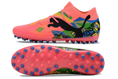 Men's Puma Future Ultimate MG Multi Ground Low-Tops Football Boots - Pink/Blue/Green/Yellow