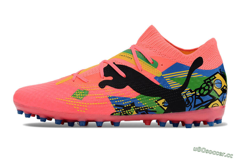 Men's Puma Future Ultimate MG Multi Ground Low-Tops Football Boots - Pink/Blue/Green/Yellow 0