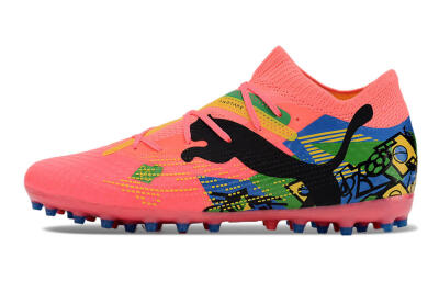 Men's Puma Future Ultimate MG Multi Ground Low-Tops Football Boots - Pink/Blue/Green/Yellow