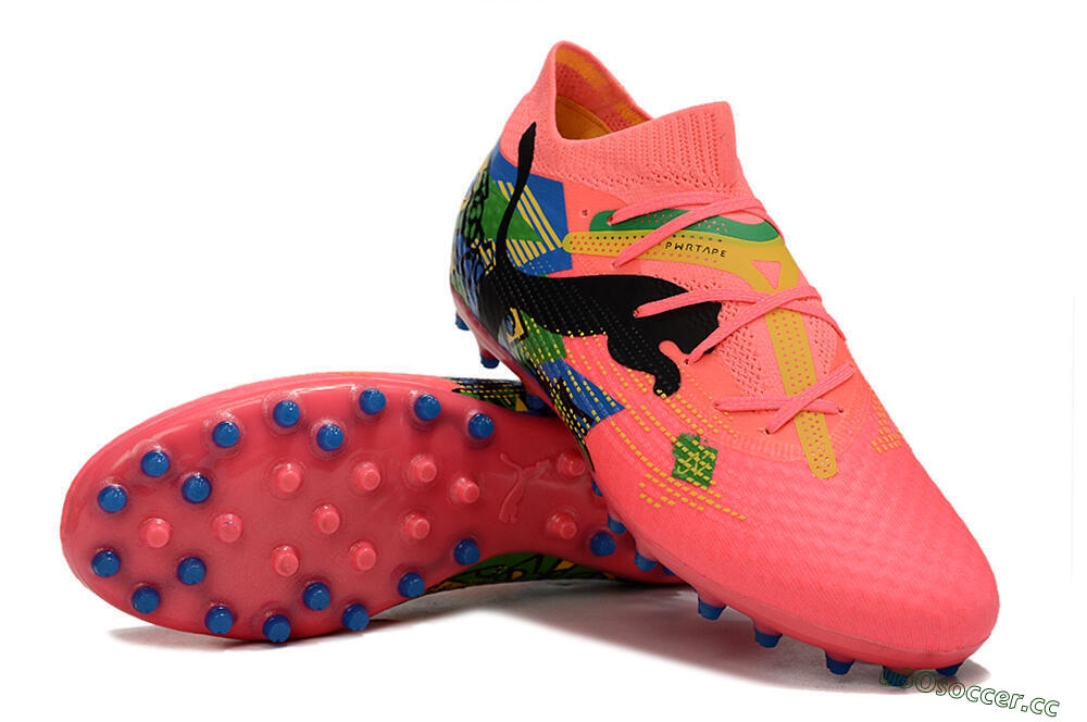 Men's Puma Future Ultimate MG Multi Ground Low-Tops Football Boots - Pink/Blue/Green/Yellow 3