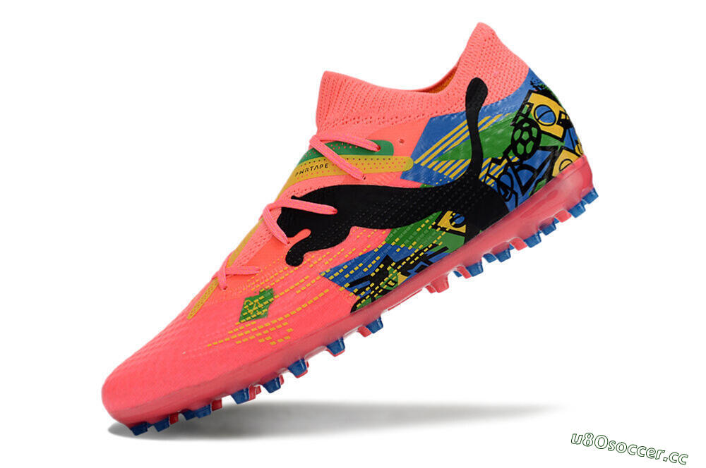 Men's Puma Future Ultimate MG Multi Ground Low-Tops Football Boots - Pink/Blue/Green/Yellow 5