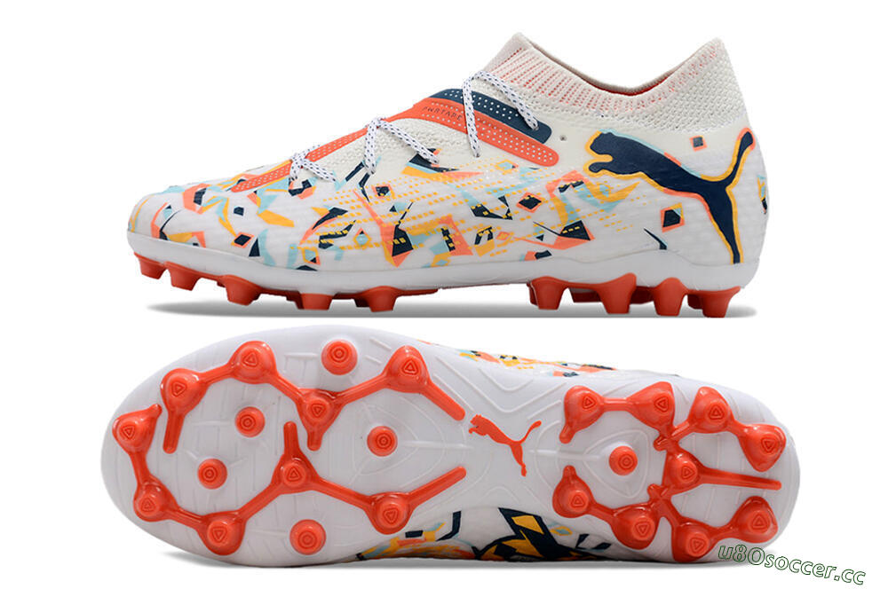 Men's Puma Future Ultimate MG Multi Ground Low-Tops Football Boots - White/Blue/Yellow 1