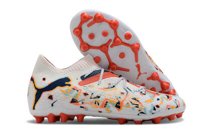 Men's Puma Future Ultimate MG Multi Ground Low-Tops Football Boots - White/Blue/Yellow