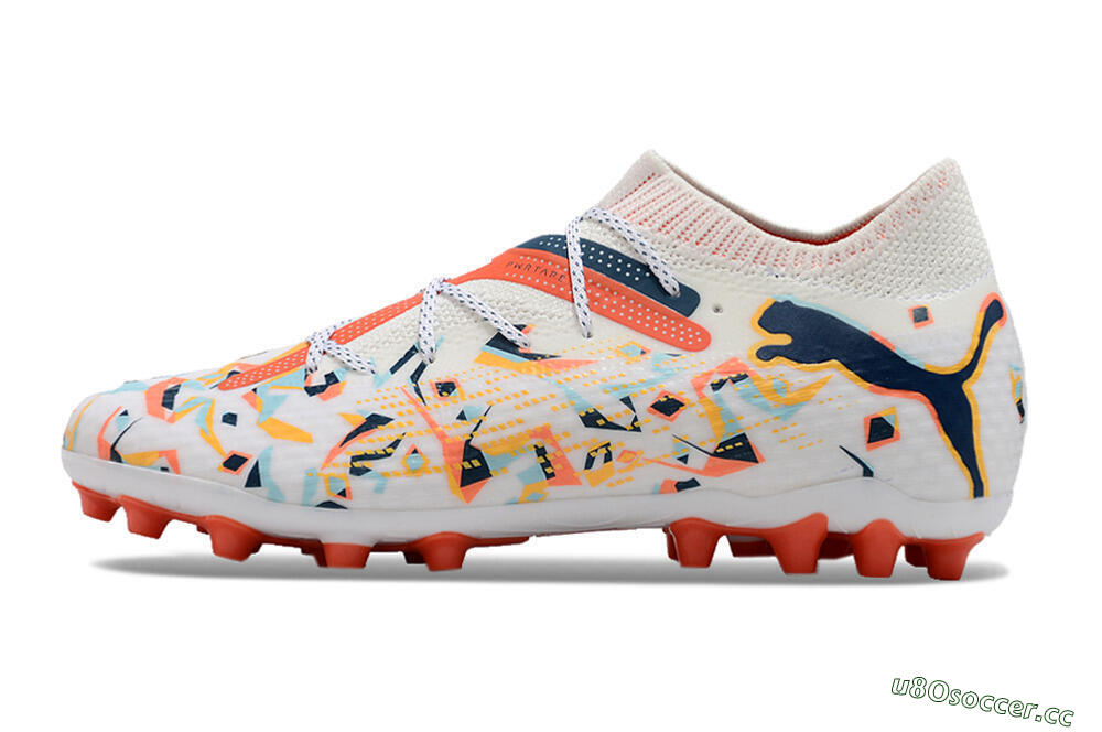 Men's Puma Future Ultimate MG Multi Ground Low-Tops Football Boots - White/Blue/Yellow 0