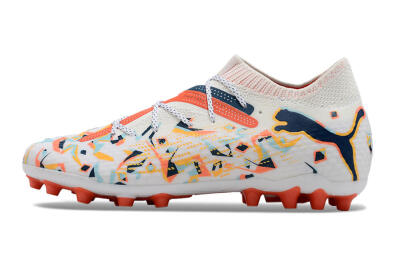 Men's Puma Future Ultimate MG Multi Ground Low-Tops Football Boots - White/Blue/Yellow