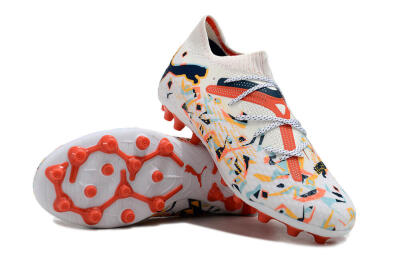 Men's Puma Future Ultimate MG Multi Ground Low-Tops Football Boots - White/Blue/Yellow