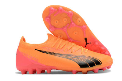 Men's Puma Ultra Ultimate MG Multi Ground Low-Tops Football Boots - Yellow/Black/Pink