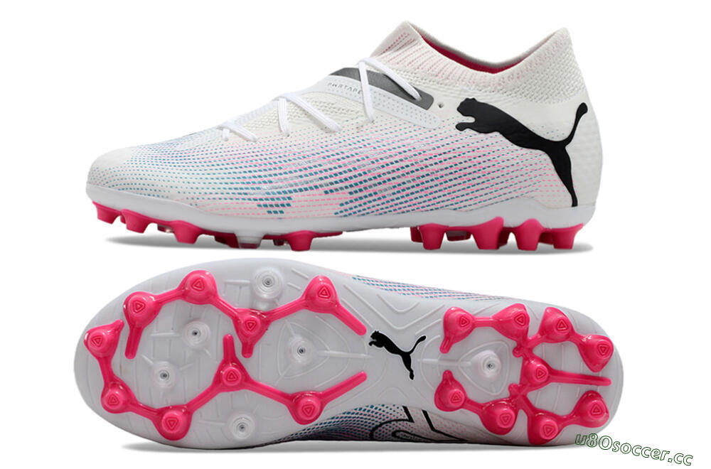 Men's Puma Future Ultimate MG Multi Ground Low-Tops Football Boots - White/Blue/Pink 1