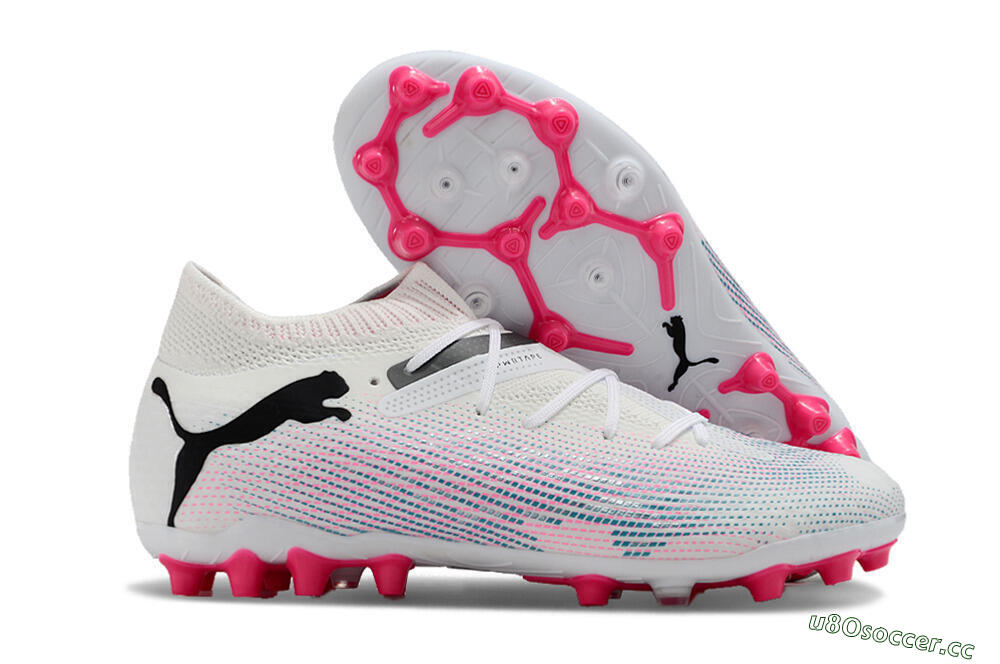 Men's Puma Future Ultimate MG Multi Ground Low-Tops Football Boots - White/Blue/Pink 2