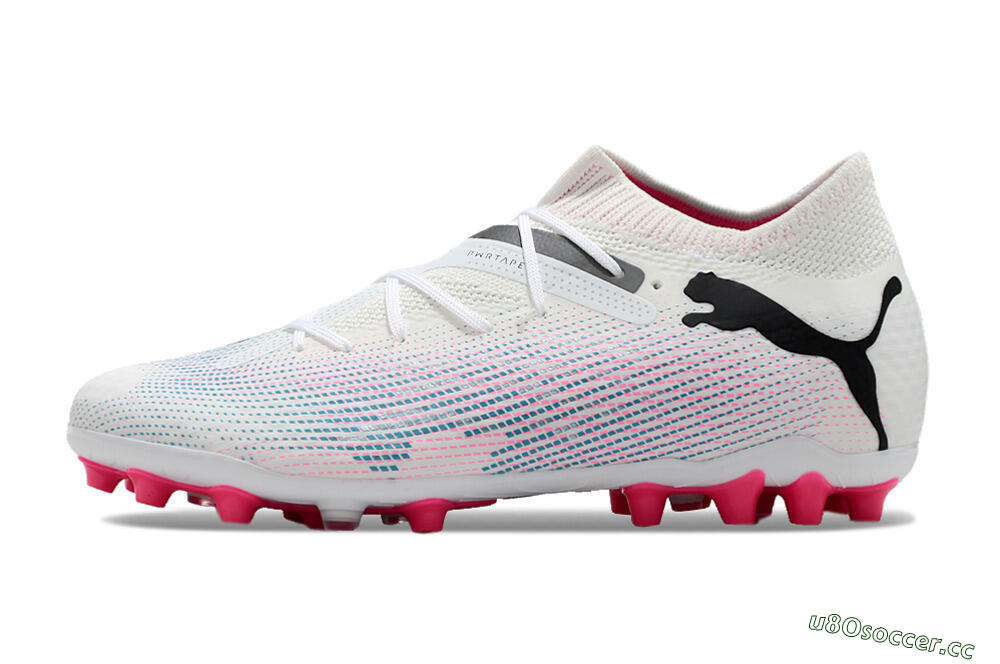 Men's Puma Future Ultimate MG Multi Ground Low-Tops Football Boots - White/Blue/Pink 0