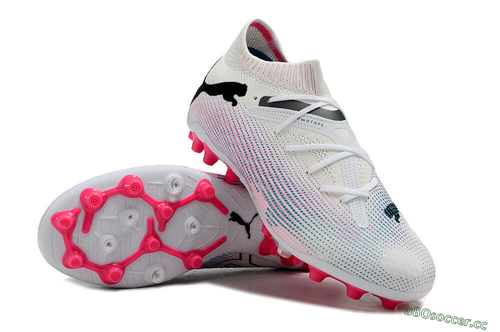 Men's Puma Future Ultimate MG Multi Ground Low-Tops Football Boots - White/Blue/Pink 3