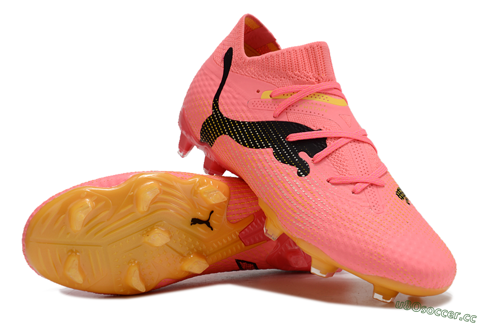 Men's Puma Future Ultimate FG Firm Ground Low-Tops Football Boots - Pink/Black/Yellow 3