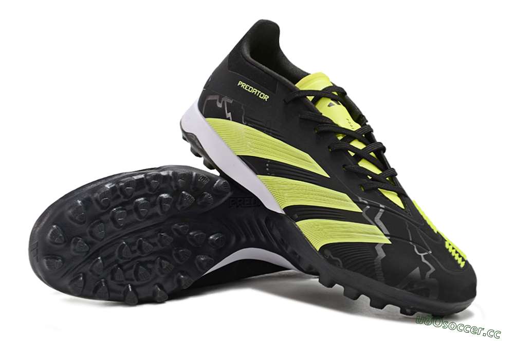 Men's Adidas Predator 24 Elite TF Artificial Turf Low-Tops Football Shoes - Black/Yellow/White 3