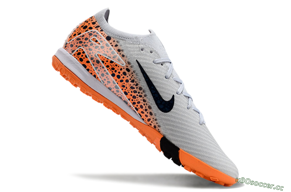 Men's Nike Air Zoom Mercurial Vapor 15 Elite TF Artificial Turf Low-Tops Football Shoes - Grey/Orange/Black 4