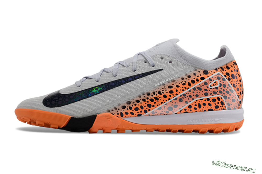 Men's Nike Air Zoom Mercurial Vapor 15 Elite TF Artificial Turf Low-Tops Football Shoes - Grey/Orange/Black 0