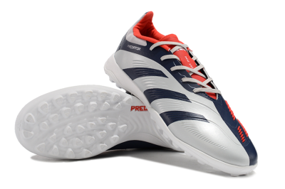 Unisex Adidas Predator 24 Elite TF Artificial Turf Low-Tops Football Shoes - Silver/Blue/Red
