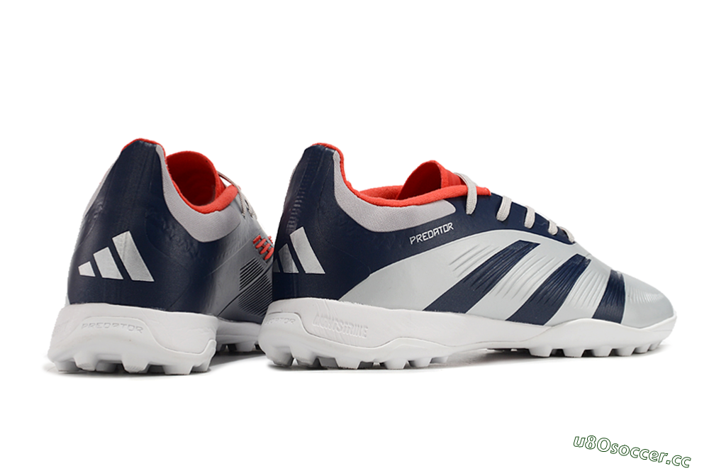 Unisex Adidas Predator 24 Elite TF Artificial Turf Low-Tops Football Shoes - Silver/Blue/Red 6