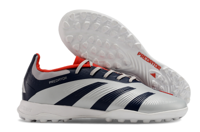Unisex Adidas Predator 24 Elite TF Artificial Turf Low-Tops Football Shoes - Silver/Blue/Red
